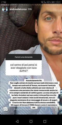 Andrea contro Luca. Fonte: Instagram